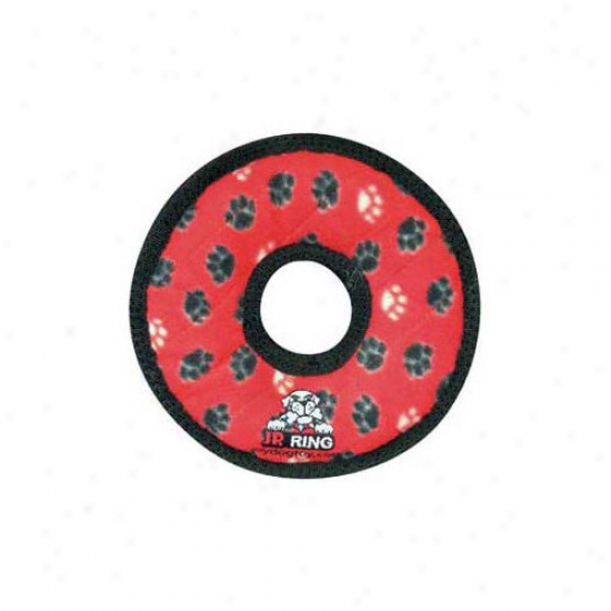 Tuffy's Pet Products Junior Ring Dog Toy In Red Paw