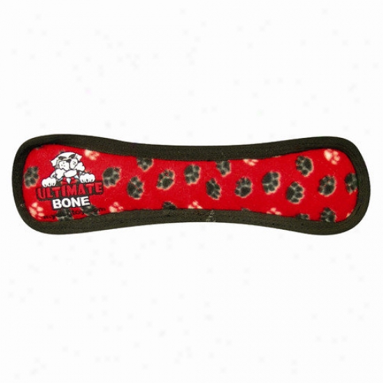 Tuffy's Pet Products Ultimate Bone Dog Toy - Red Paw Print