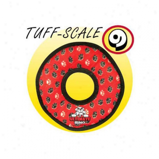 Tuffy's Pet Products Ultimate Ring Dog Toy In Red Paws