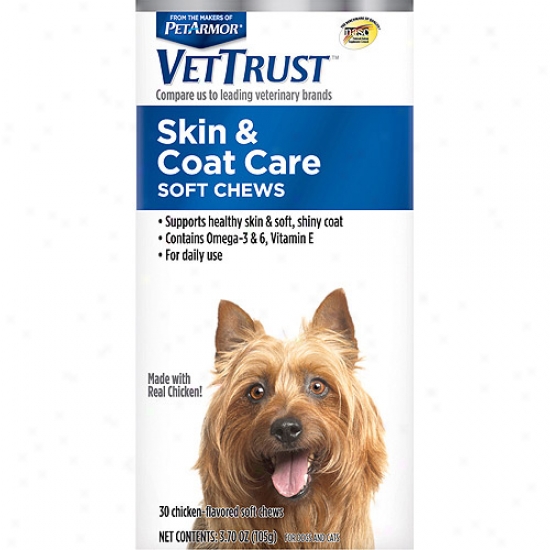 Vettrust Skin & Coat Care Soft Chews For Dogs & Cats, 30 Count