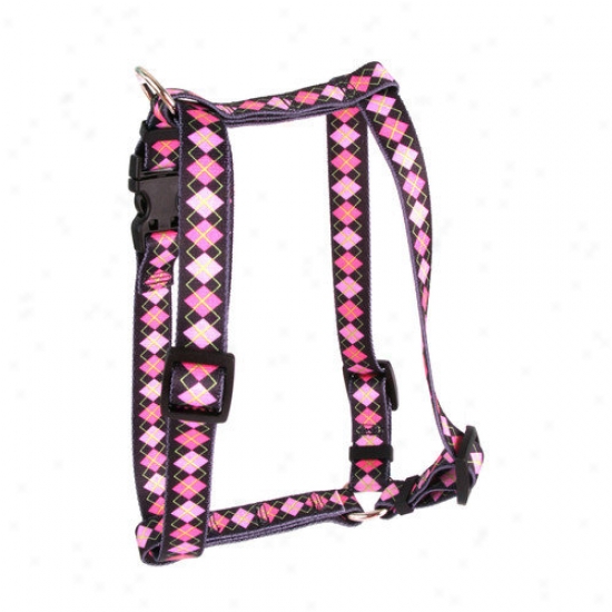 Yellow Dog Design Pink Argyle Roman Harness