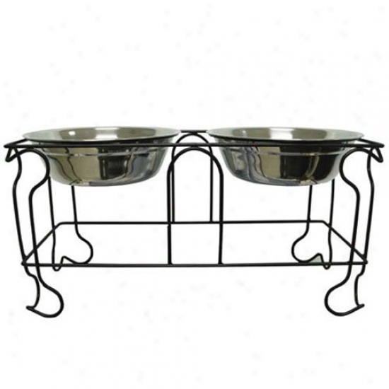 Yml Wrought Iron Stand In the opinion of Double Stainless Steel Feeder Bowls