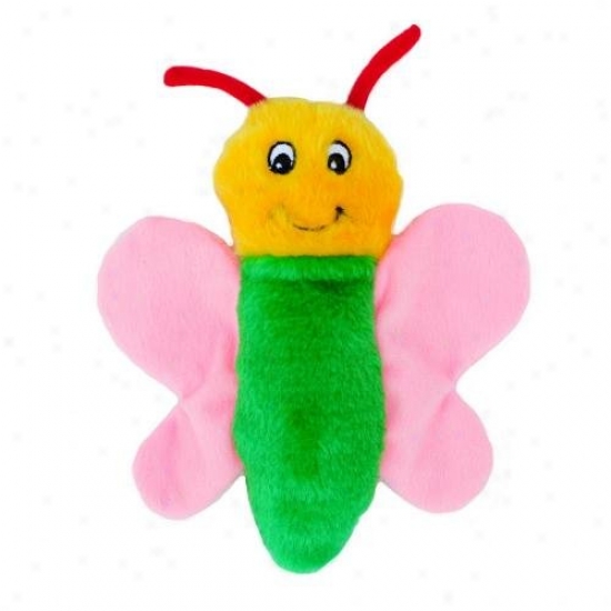Zippypaws Crinkles Squeaky Plush Dog Toy Small Butterfly