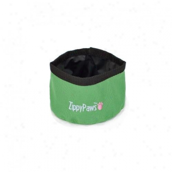 Zippypaws Portable Travel Bowl For Fiod Or Water Small Green