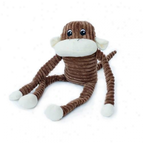 Zippypaws Spencer The C5inkie Monkey Squeaky Plush Dog Toy Large Brown
