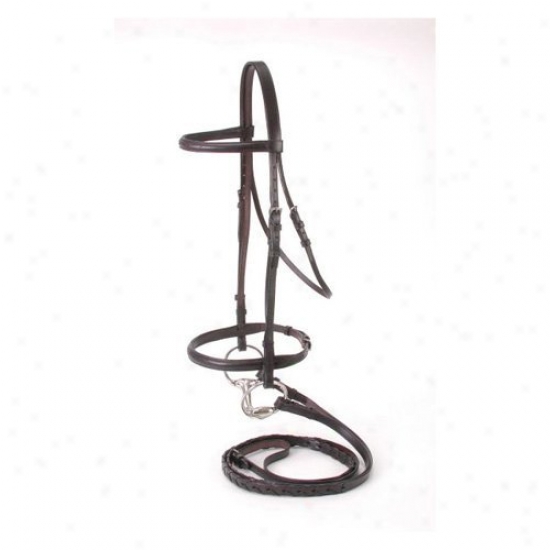 Equiroyal Premium Leather Raised Fancy Stitched Snaffle Bridle With Laced Reins