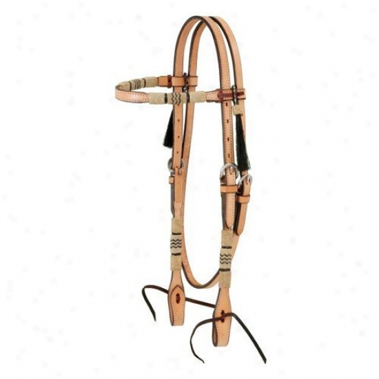 Royal King Browband Headstall With Braided Rawhide And Horsehair Tassels