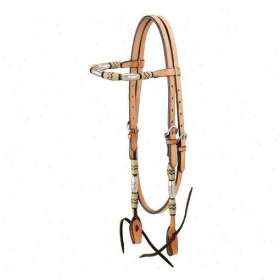 Royal King Browband Headstall Attending Braided Rawhide And Silver Barrels