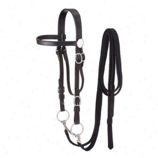 Tough-1 Draft Horse Bridle With Cotton Split Reins And Snaffle