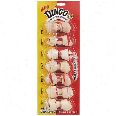 Mini Dingo Natural Rawhide (chicken Meat In The Middle) 7 Pack 3.0 Oz