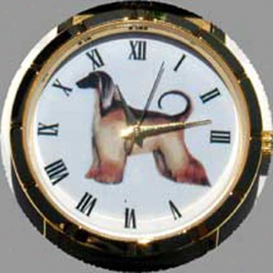 Afghan Hound Watch - Small Face, Black Leather