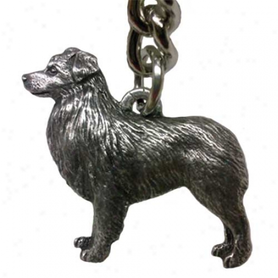 Australian Shepherd George Harris Pewter Keychain