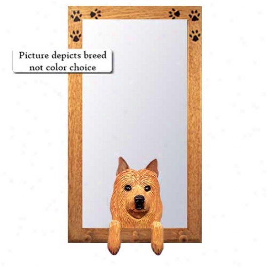 Australian Terrier Hall Mirror With Basswood Pine Frame