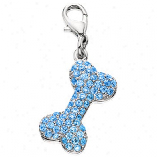 Austrian Crystal Engravable Collar Charm - Blue