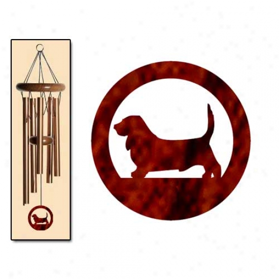 Basset Hound Wind Chimes Small Bronze