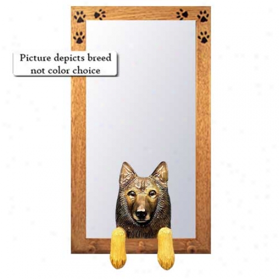 Belgian Tervuren Hall Mirror With Oak Natural Frame