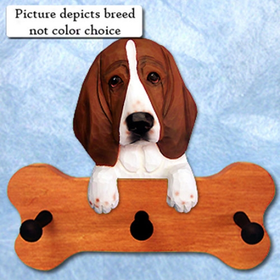 Black And White Basset Hound Bone Hang Up Maple Finish