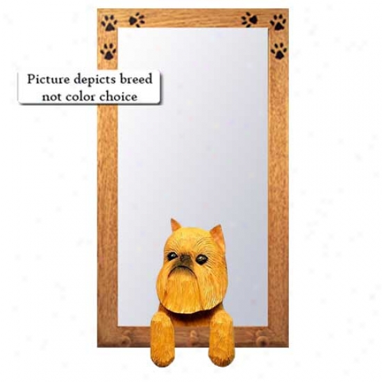 Black Brussels Griffon Hall Mirror With Basswood Pine Frame