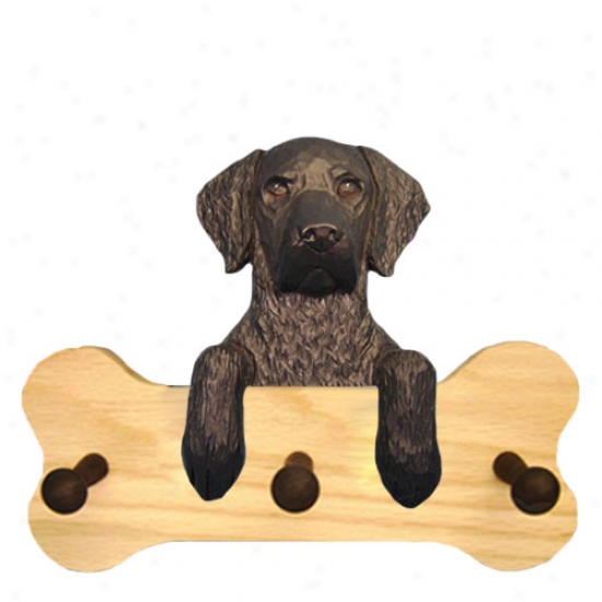 Black Curly Coated Retriever Bone Hang Up Natural Oak