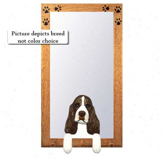 Black English Springer Spaniel Hall Mirror With Basswood Walnut Frame