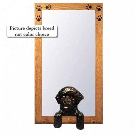 Black Portuguese Water Dog Hall Mirror With Basswood Pine Frame