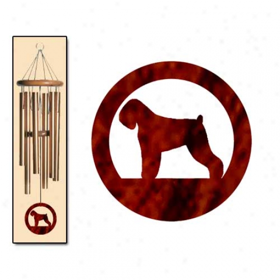 Black uRssian Terrier Wind Chimes Medium Bronze