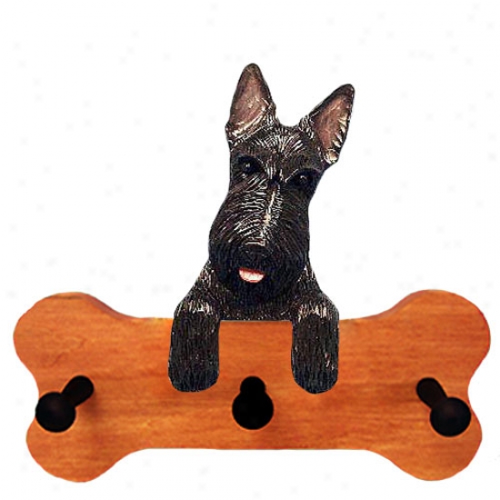 Black Scottish Terrier Bone Hang Up Maple Finish