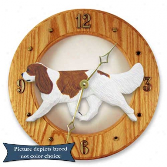 Blendheim Cavalier King Chadles Spaniel Wall Clock In Dark Oak By Michael Park
