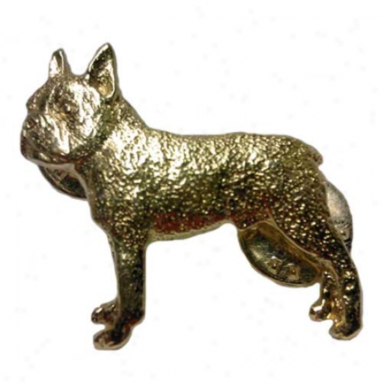 Boston Terrier Pin 24k Gold Plated