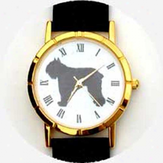 Bouviers Des Flandres Watch - Small Face, Black Leathre