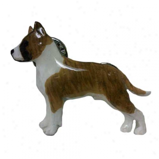 Brindle And White American Staffordshire Terrier Hand Psinted Pin