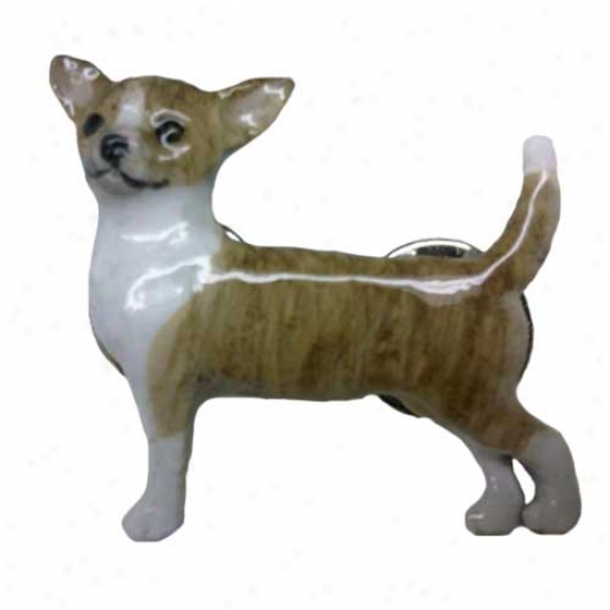 Brindle And White Chihuahua Hand Painted Pin