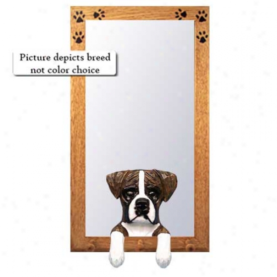 Brindle Boxer Hall Mirror With Oak Natural Frame Natural