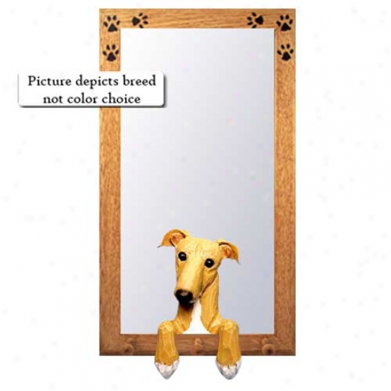 Brindle Greyhound Hall Mirror With Basswood Pine Frame