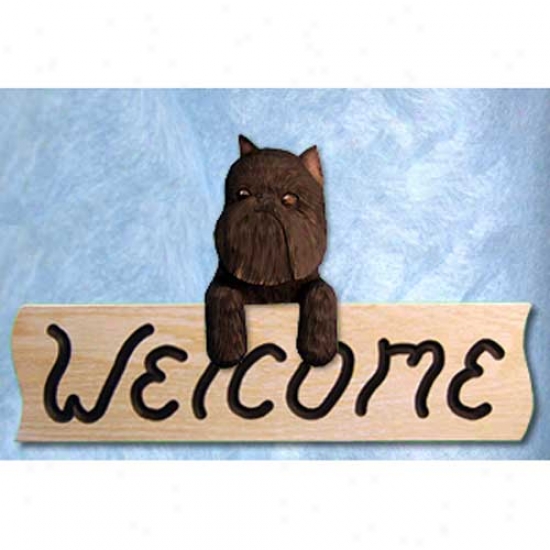 Brussels Griffon Black Welcome Sign Oak