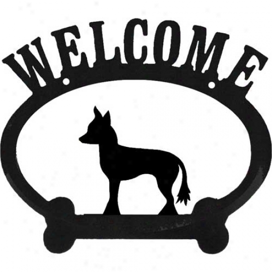 Chinese Crested Metal Welcome Sign