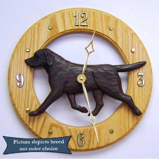Chocolate Labrador Retriever Wall Clock In Dark Oak By Michael Park