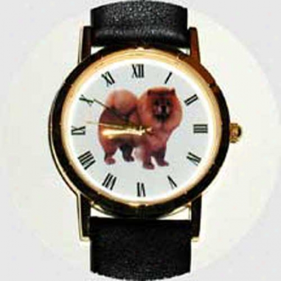 Chow Chow Watch - Large Face, Black Leather