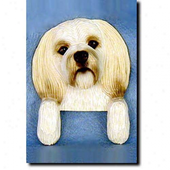 Cream Puppy Clip Lnasa Apso Door Topper