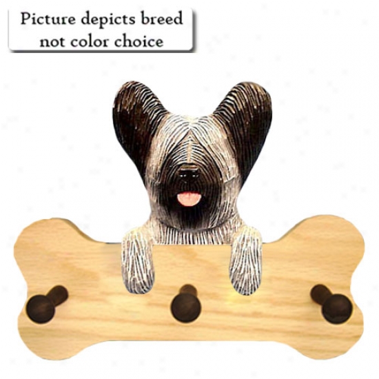 Cream Skye Terrier Bone Hang Up Natural Oak