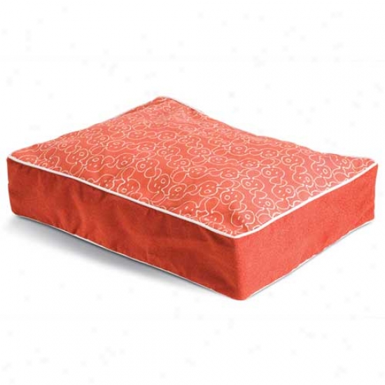 Cryptton Wegman Dog Eared Pattern Rectangle Dog Bed Large Persimmon