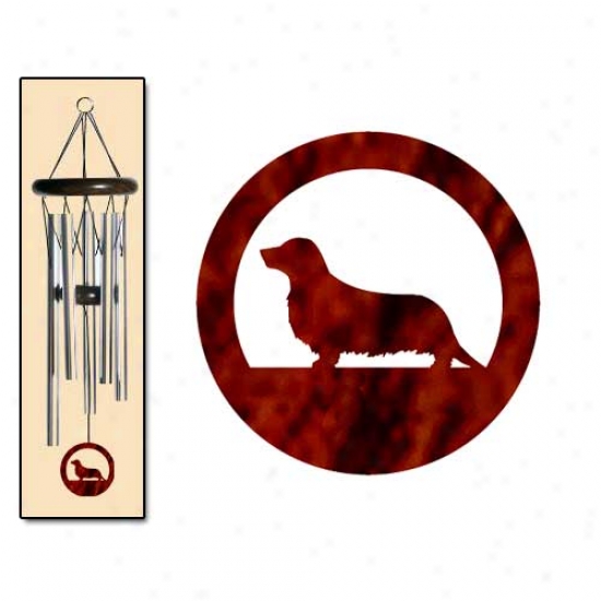 Dachsund - Longhaired - Wind Chimes Small Silver