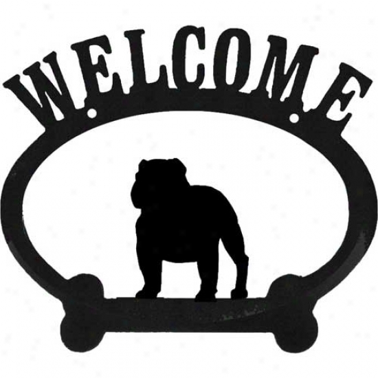 English Bulldog Metal Welcome Sign