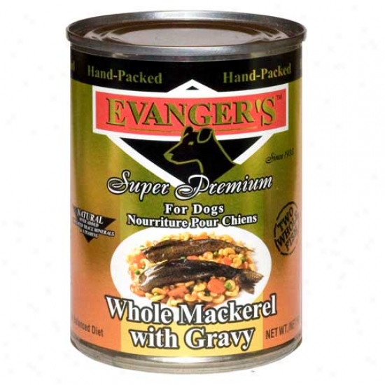 Evangers Gold Label Whole Mackerel With Gravy Dog Food Case Of 12 13.2oz Cans