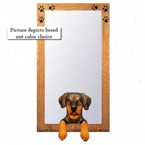 Fawn Doberman Pinscher Hall Mirror With Basswood Pine Frame Natural