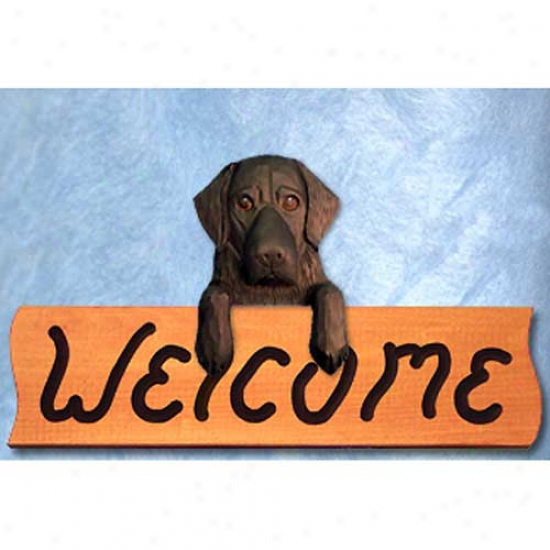 Flat-coated Retriever Black Welcome Sign Maple