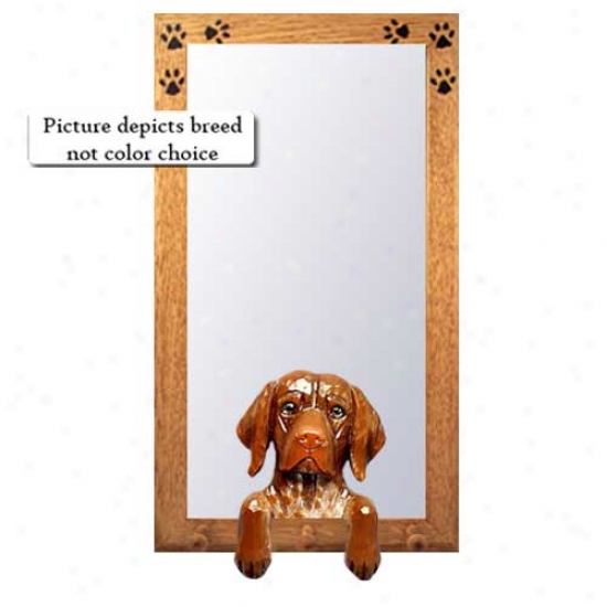 German Shorthaired Pointer Hall Mirror With Oak Natural Frame