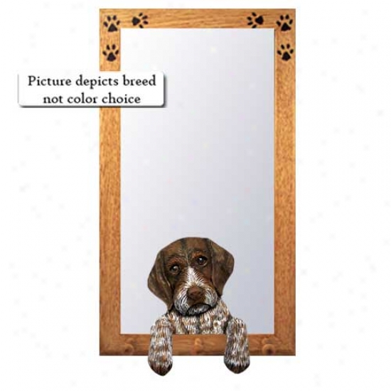 German Wirehaired Index Hall Mirror With Basswood Walnut Frame