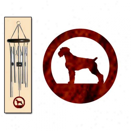German Wirehaired Pointer Wind Chimes Small Silver