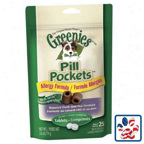 Greenies Pill Pockets Tablets For Dogs 2.o6z Duck And Pea Allergy Formula